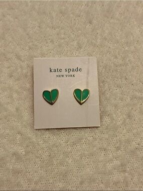 kate spade Gold-tone Green Heart Stud Earrings